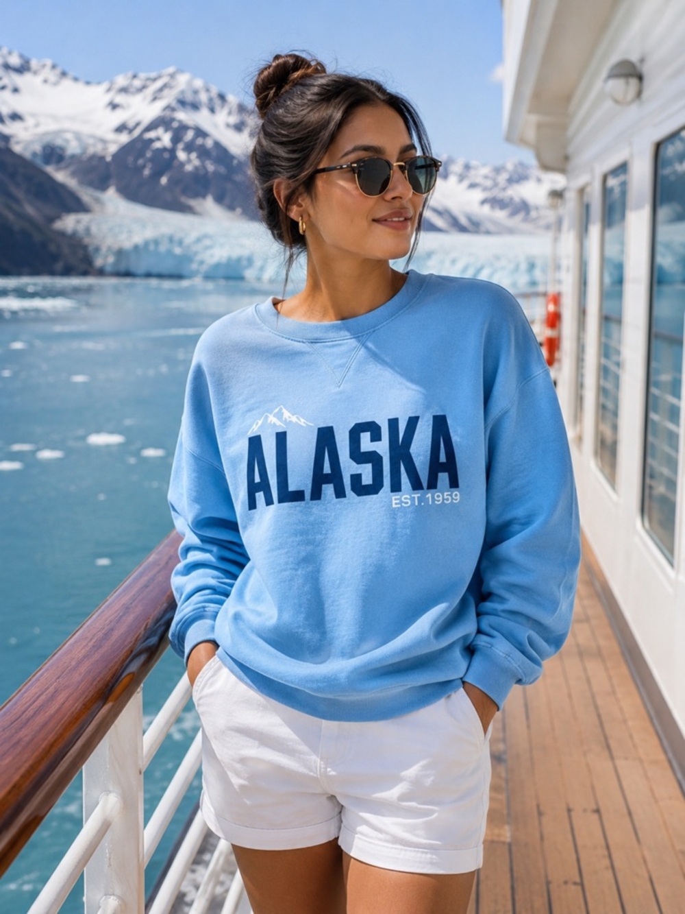 NEW Boutique Gear For Sports Cotton Sweatshirt Alaska Blue